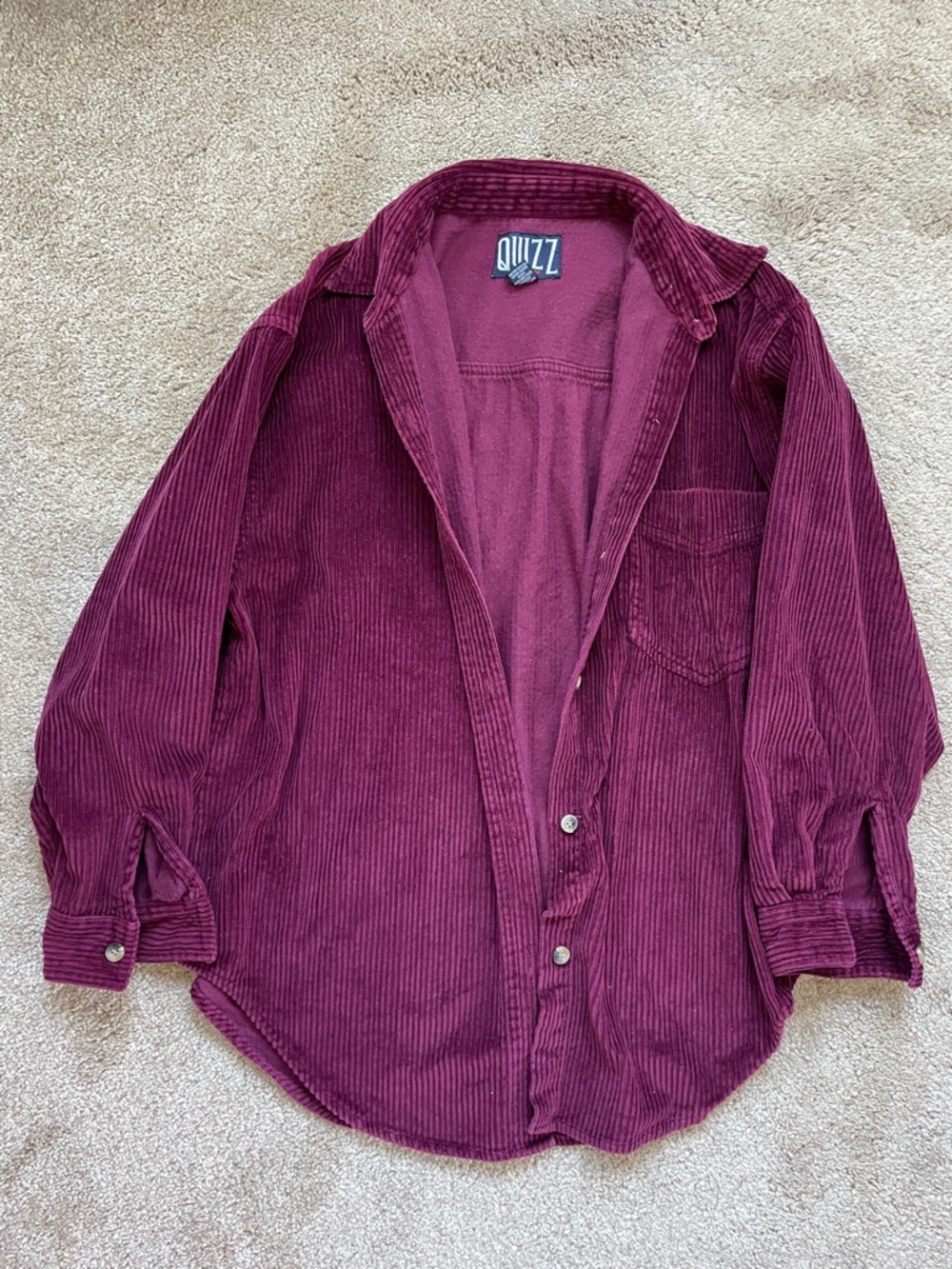 Quizz Men's Corduroy Button-Down Shirt - Burgundy